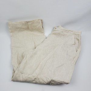 Neiman Marcus Exclusive Womens Trouser Pants Flat Front Biege 2X 35X31 Linen